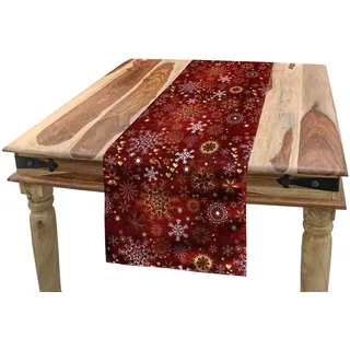 ABAKUHAUS Winter Tischläufer, Weinlese Weihnachts, Esszimmer Küche Rechteckiger Dekorativer Tischläufer, 40 x 180 cm, Zinnoberrot Gelb Weiß