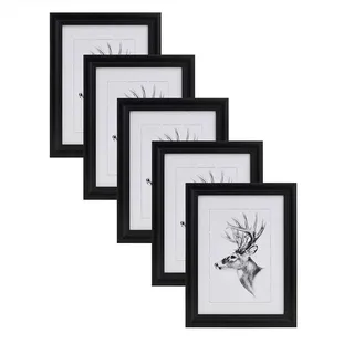 Woltu Artos Bilderrahmen Holz schwarz 15x20 cm 5er Set