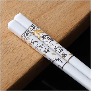 Keramik-Essstäbchen, 5 Paar wiederverwendbare Porzellan-Essstäbchen-Geschenkset, rutschfeste Essstäbchen, chinesische Essstäbchen aus Knochenporzellan, japanische Sushi-Essstäbchen aus Keramik-Weiß Q(
