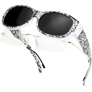 Face Shadow Polarisiert Überzieh Sonnenbrille Damen über Normale Brille UV400 Schutz, Überbrille für Brillenträger, Ultra Leicht Fahren Angeln - Einheitsgröße