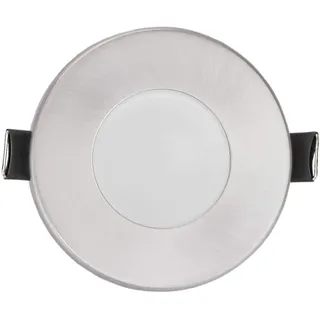 LED Einbaustrahler Bad Edelstahl gebürstet 5W neutralweiß super flach rund 12V - IP44 für Badezimmer Außen Feuchtraum - 55mm Bohrloch MR16 Strahler Spot