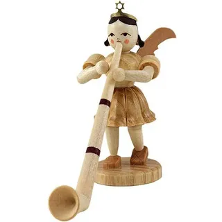 Blank Kunsthandwerk | Kurzrockengel Weihnachtsengel Figuren | mit Alphorn | natur | 7 cm