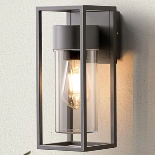 EDISHINE Wandleuchte Innen & Aussen, Modern Wandlampe IP44, Wandbeleuchtung für Hauswand, Terrassenbeleuchtung, Balkon, Anthrazite - Schwarz