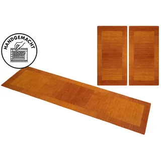 Bettumrandung THEKO "Gabbeh Super, Handweb, Teppich, Bordüre, reine Wolle" Gr. 14, braun (rostbraun), H:9mm, Obermaterial: 100% Wolle, Bettumrandungen, Bettvorleger, Schlafzimmer, Läufer-Set