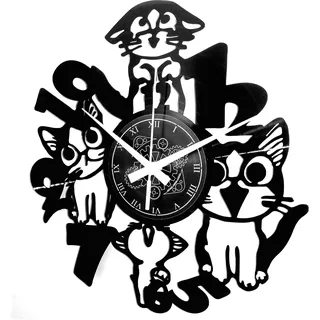 Instant Karma Clocks | Katzen Wanduhr – Tiermotiv Uhr für Katzenliebhaber | Geräuschlosem Quarzwerk | Geschenkidee für Küche, Schlafzimmer, Wohnzimmer