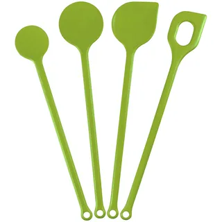 Kigima Kochlöffel Set 4 Stück in Grün– Hochwertige Küchenutensilien aus hitzebeständigem Kunststoff – ideales Küchenhelfer Set für Ihre Küche – vielseitiges Kochbesteck Set