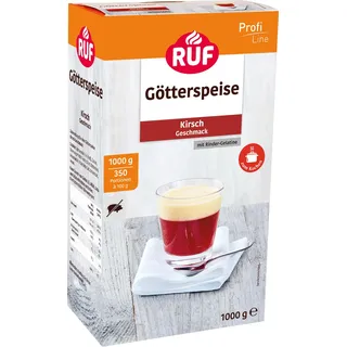 RUF Götterspeise Rindergelatine Kirsch, Wackelpudding rot ohne Schweinegelatine mit Kirsch Geschmack, Götterspeise Pulver Gelatine Rind, 1 x 1000g
