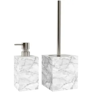 Sanilo Badaccessoire-Set Marmor Grau/Weiß
