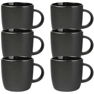 Schramm® Kaffeetassen Set schwarz aus Porzellan wählbar 6 oder 12 Stück 250 ml Kaffeebecherset Kaffeebecher Keramik Tasse mit Henkel 6er oder 12er Set, Größe:6 Stück