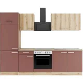 OPTIFIT Küchenzeile Livorno290 270 cm Wildeiche Nachbildung/Rostrot