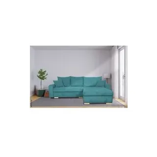Ecksofa mit Bettfunktion und Bettkasten türkis Microfaser B/H/T: ca. 224,5x90x168 cm - Tuerkis