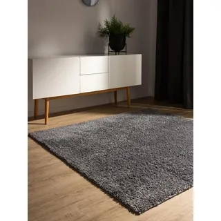benuta Hochflor-Teppich Soho, quadratisch, Höhe: 31 mm, Teppich Wohnzimmer, Schlafzimmer, Esszimmer, Rutschfest, Waschbar grau quadratisch | 160 cm x 160 cm x 31 mm