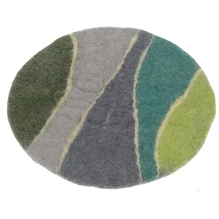 Guru-Shop Meditationskissen Filz Stuhlauflage, Boho Sitzkissen,.. bunt|grün