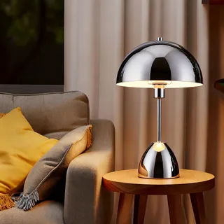 OTTO HOME Tischleuchte "Dorrio Pilzlampe", silber (chrom glänzend), 1, Ø 25cm H: 40cm, 1 Stk., Leuchten, Textilkabel blendfreie Nachttischleuchte, Tischlampe, E14, Pilz, Lampe, Tischleuchte