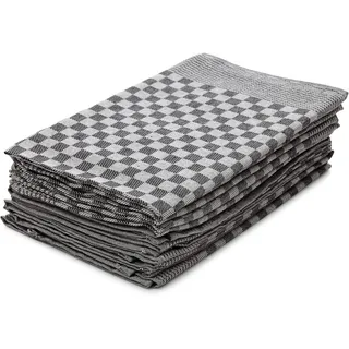 Hometex Premium Textiles 10er Set Zwirn Geschirrtücher | Grubentücher in extra Dicker Qualität - 220 g/m2 | 100% Baumwolle sehr saugfähig | ÖKO-TEX 100 Standard | 50 x 70cm Schwarz