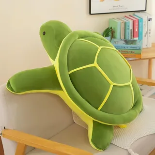 Herfair Große Schildkröte Plüschtier Kissen, Weiches Schildkröten Kuscheltier als Sitzkissen & Dekokissen, Grün Schildkröte Stofftier Geschenk für Kinderspielzeug (25cm)