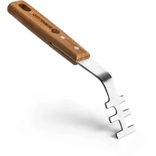 BURNHARD® Grillrostheber aus Akazienholz & Edelstahl | Grillzubehör für Gusseisen- und Edelstahlroste, BBQ Utensil, Universal Grillwerkzeug, 26 cm Griff