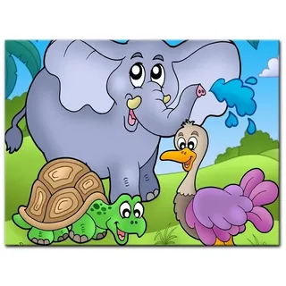 Bilderdepot24 Leinwandbild Kinderbild - tropische Tiere, Tiere bunt 70 cm x 50 cm