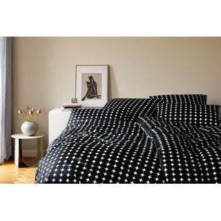 ELEGANTE Bubbles Mako-Satin Schwarz 135 x 200 cm + 80 x 80 cm