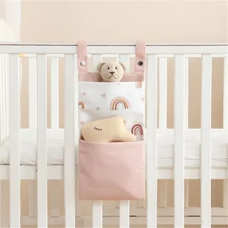 Babybett Aufbewahrungstasche, Windeln Babybetttasche, Babybett Organizer Hängend, Organizer Babybett, Bett Organizer Kinder zum Aufhängen von Windeln Kinder Spielzeug (Regenbogen)