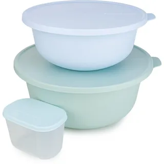 Tupperware Schüssel Aloha 4 l Mint + 2 l Hellblau Servierschüssel Salatschüssel Backschüssel (inkl. Kühlschranksystem 300 ml)