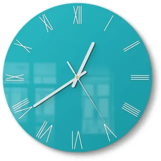 DEQORI Wanduhr 'Unifarben - Türkis' (Glas Glasuhr modern Wand Uhr Design Küchenuhr) grün 30 cm x 30 cm