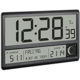 TFA Digitale XL Funk Wanduhr 36,0 cm 60.4524.01 schwarz