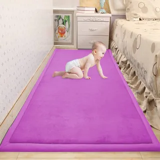 Waigg Kii Baby-Krabbelmatte, großer Teppich, weicher Korallensamt, rutschfeste Tatami-Yogamatte, weicher Teppich für Wohnzimmer, Schlafzimmer (90 x 200 x 2 cm, Lila)