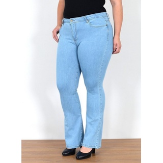 ESRA Bootcut-Jeans Stretch Jeans Damen High Waist Bootcut Schlaghose bis Plus Size FB1 High Waist Jeans Damen Bootcut Hose Stretch Schlaghose bis Plus Size blau 42