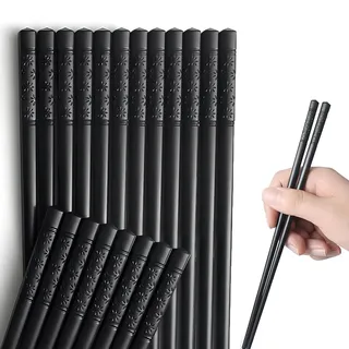 ZXfad 10 Paar 24 cm lange Fiberglas-Essstäbchen, spülmaschinenfest, wiederverwendbar, japanischer Stil, rutschfest, geeignet für chinesische und japanische Sushi-Gerichte.