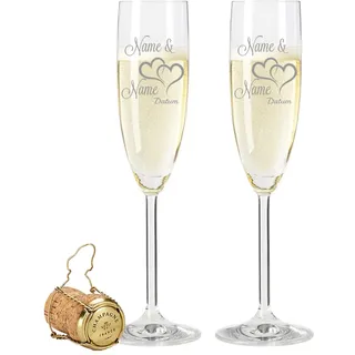 GRAVURZEILE Leonardo Sektgläser mit Gravur von Namen & Datum im - Die Große Liebe Design - Geschenk zur Hochzeit, Verlobung oder zum Jahrestag - das perfekte Hochzeitsgeschenk