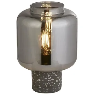 Tischleuchte Tischlampe Rauchglas Beton mit Terrazzo Effekt E27 28 cm klein