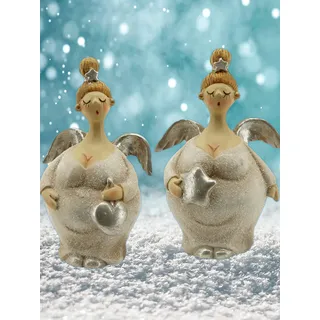 Pommerntraum ® | 2-er Set Schutzengel Weihnachtsengel Molly Engel Nana Engel üppige Damen mollige Ladies Rubensengel Rubensfiguren Dekorationsfiguren