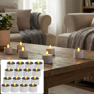 16er-Set Solar-LED-Teelichter – wetterfest (IP44), mit Dämmerungssensor & warmweissem Licht – kabellos, energiesparend & ideal für Garten, Balkon & Deko