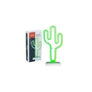 Grundig Tischlampe Kabellos Neon Kaktus - Tischlampe mit 53 LED USB-C - Schreibtischlampe Led Akku - Grün Beleuchtung