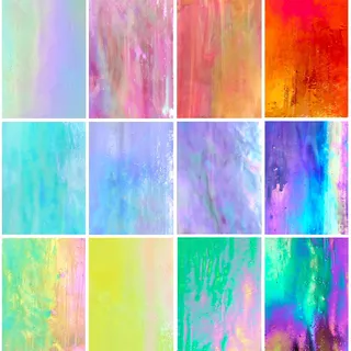 LITMIND 12 Bögen irisierende Buntglas-Blätter, 10,2 x 15,2 cm, undurchsichtiges Regenbogen-Kunstglas für Mosaik, Handwerk und DIY-Projekt