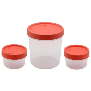 Engelland Vorratsdose Gewürzdosen Set mit Schraubdeckel, Kunststoff, (Vorteils-Set, 3-tlg., stapelbar), Plastikdose, BPA-frei, lebensmittelecht, rund orange