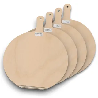 AUPROTEC Pizzaschaufel Holz Pizzaschieber Pizzabrett Birke geschliffen Modell Hendrik: 4er Set, Größe S Ø 26 cm
