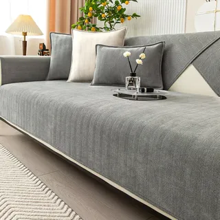 Gluhbirnen Sofa Überwurfdecke, Sofa Überzug, Sofadecken für Sitzfläche rutschfest, Fischgrätenstruktur, Hellgrau A, 90 x 160 cm