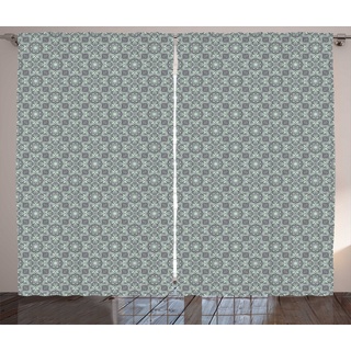 Gardine Schlafzimmer Kräuselband Vorhang mit Schlaufen und Haken, Abakuhaus, orientalisch Bicolor Eastern Motiv braun 280 cm x 245 cm