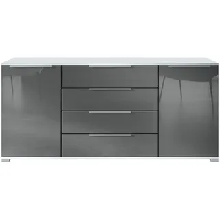 Vladon Linio V2 166,5 x 75,5 x 35 cm Weiß matt / Grau Hochglanz
