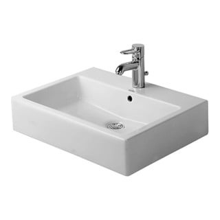 Duravit Waschtisch VERO mit Überlauf, Hahnlochbank, 600 x 470 mm, geschliffen 1 Hahnloch weiß