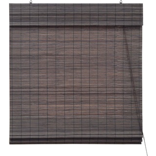 Victoria M. Bambus Raffrollo Sonnenschutz Sichtschutz Rollo Seitenzugrollo, für Fenster und Türen, Blickdicht, 110 x 160 cm, Dunkelbraun