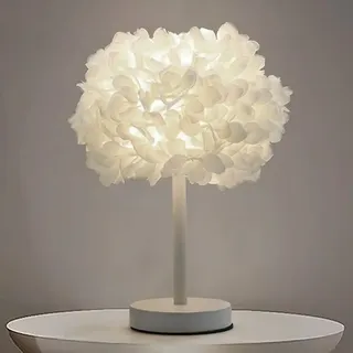 Nachttischlampen, Blumen-Tischlampe, Weiße Petalen Nachttischleuchte, Nachtlicht, E27 Fassung, für Arbeitszimmer, Schlafzimmer, Wohnzimmer, Cafe - Weiß