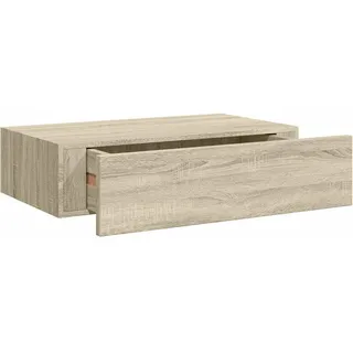 LASWWQMRF Wandregal mit Schublade Eiche Optik Schweberegale 40x23,5x10 cm | Kompaktes Schweberegal aus MDF und Metall für Flur oder Schlafzimmer. Tragkraft bis 10 kg, inklusive Montagematerial.