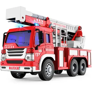 GizmoVine Feuerwehrauto mit Licht, Sound & Rettungsleiter, 3-8 Jahre
