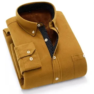 FANGDADAN Dickes Warmes Hemd - Fashion Plus Fleece Gefüttertes Herren Winterhemd Gepolste
