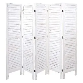 Mendler Paravent HWC-G30, Trennwand Sichtschutz Raumteiler, Shabby-Look 170x200cm ~ weiß