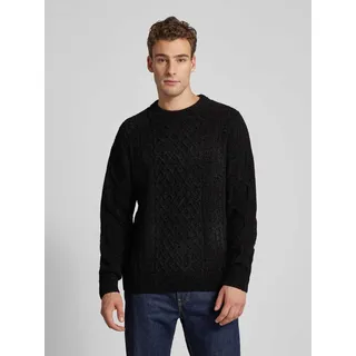 Strickpullover mit Rundhalsausschnitt, Black, XL