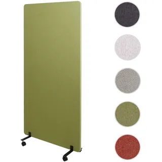 Akustik-Trennwand HWC-G77, Büro-Sichtschutz Raumteiler Pinnwand, doppelwandig rollbar Stoff/Textil ~ 167x80cm grün